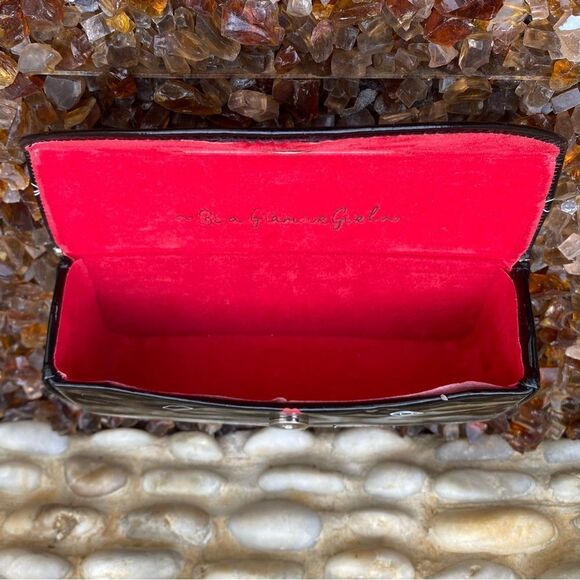Lulu Guiness Black/Red Sunglasses/Glasses Case w/Cleaning Cloth. EUC! Luxury - Picture 3 of 9